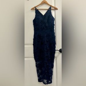 Xscape 3D floral midi dress.